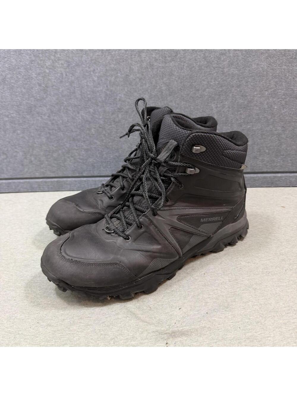 Merrell Mens Capra Glacial Ice Plus J35799‎ Black Leather Hiking Boots Size 14